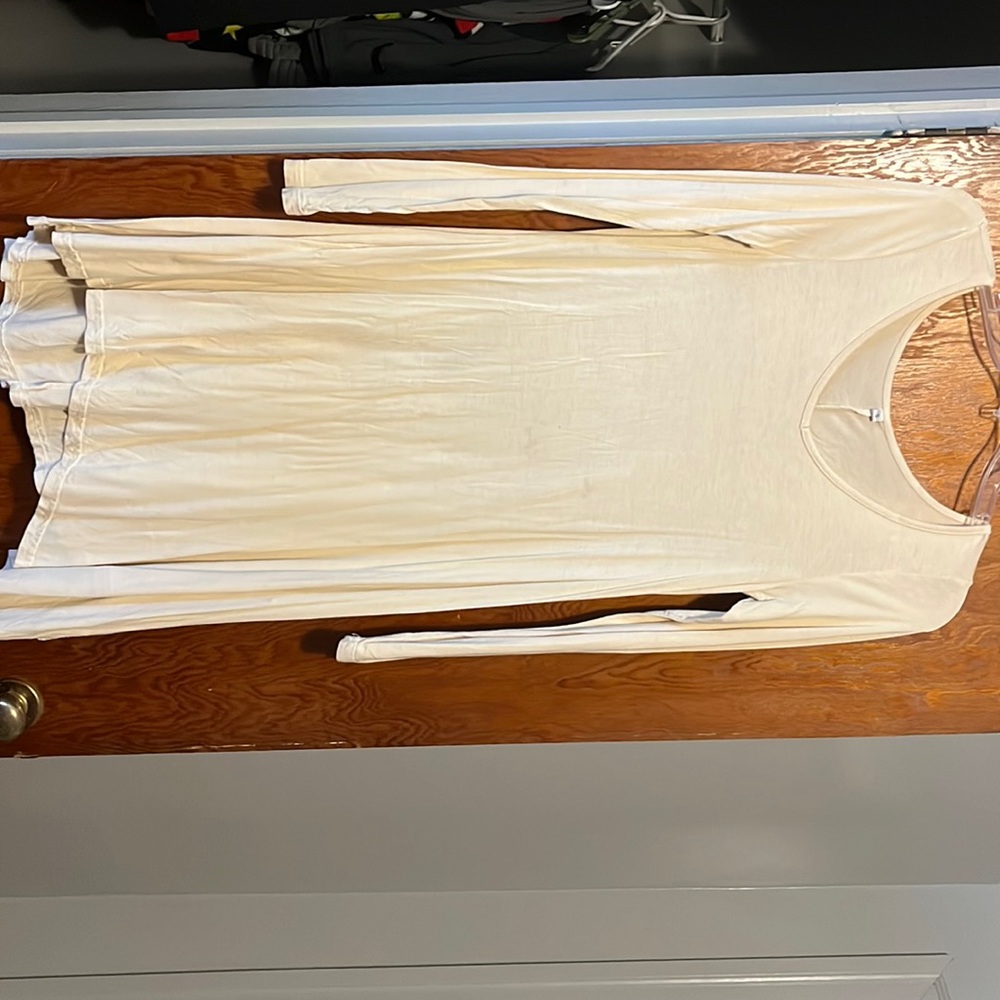 Mid length tan loose fitted